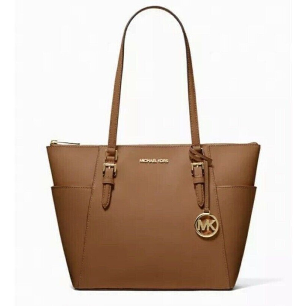 New Michael Kors Charlotte Large Shoulder Tote Saffiano Leather Luggage